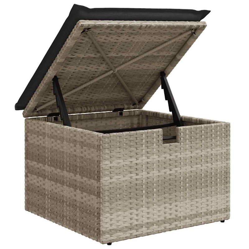  Ensemble de canapé de jardin en rotin PE gris clair, acier thermolaqué moyen