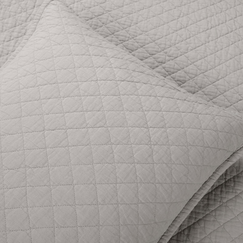 Patrica Belgian Flax Linen Blend Quilt Set, King/Cal. King Quilt + 2 Shams, Gray