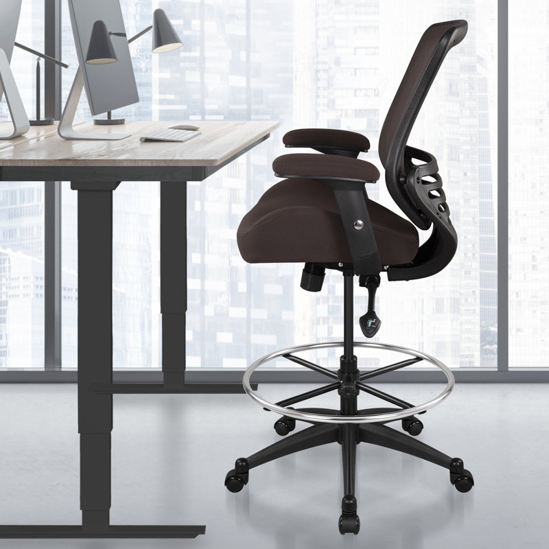 Kanisa Mesh Ergonomic Drafting Tall Office Chair for Standing Desk 400lbs, Brown, Black