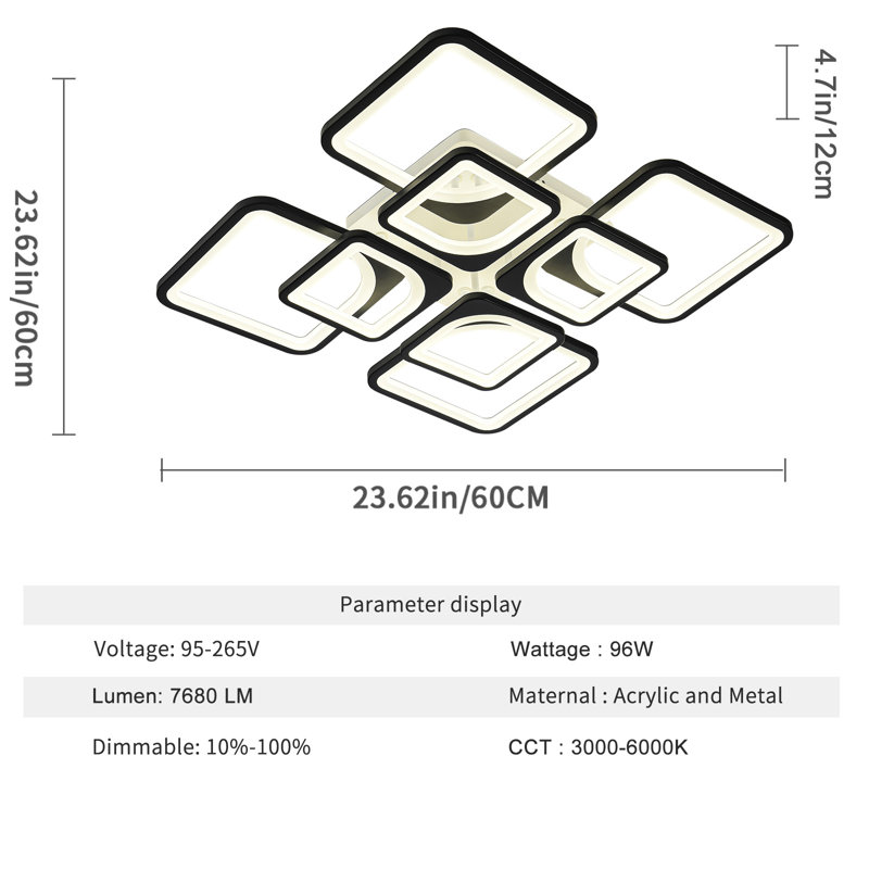 Suruchi Acrylic LED Flush Mount, Black/White