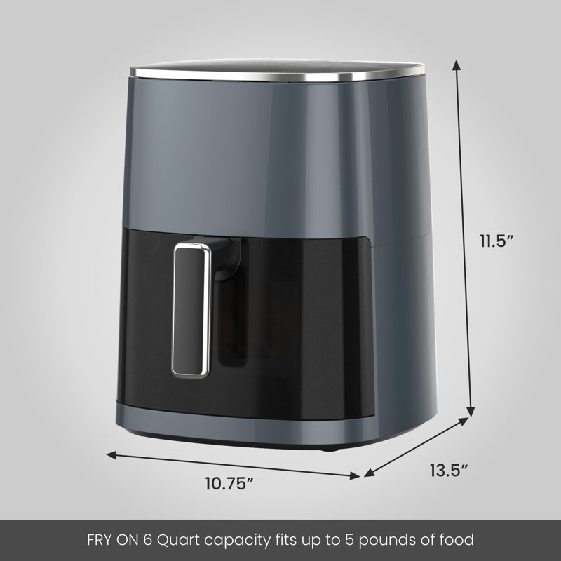 12-in-1 6.34 Quart Compact Air Fryer with Air Fry, Roast, Reheat, and Dehydrate Functions, Grey