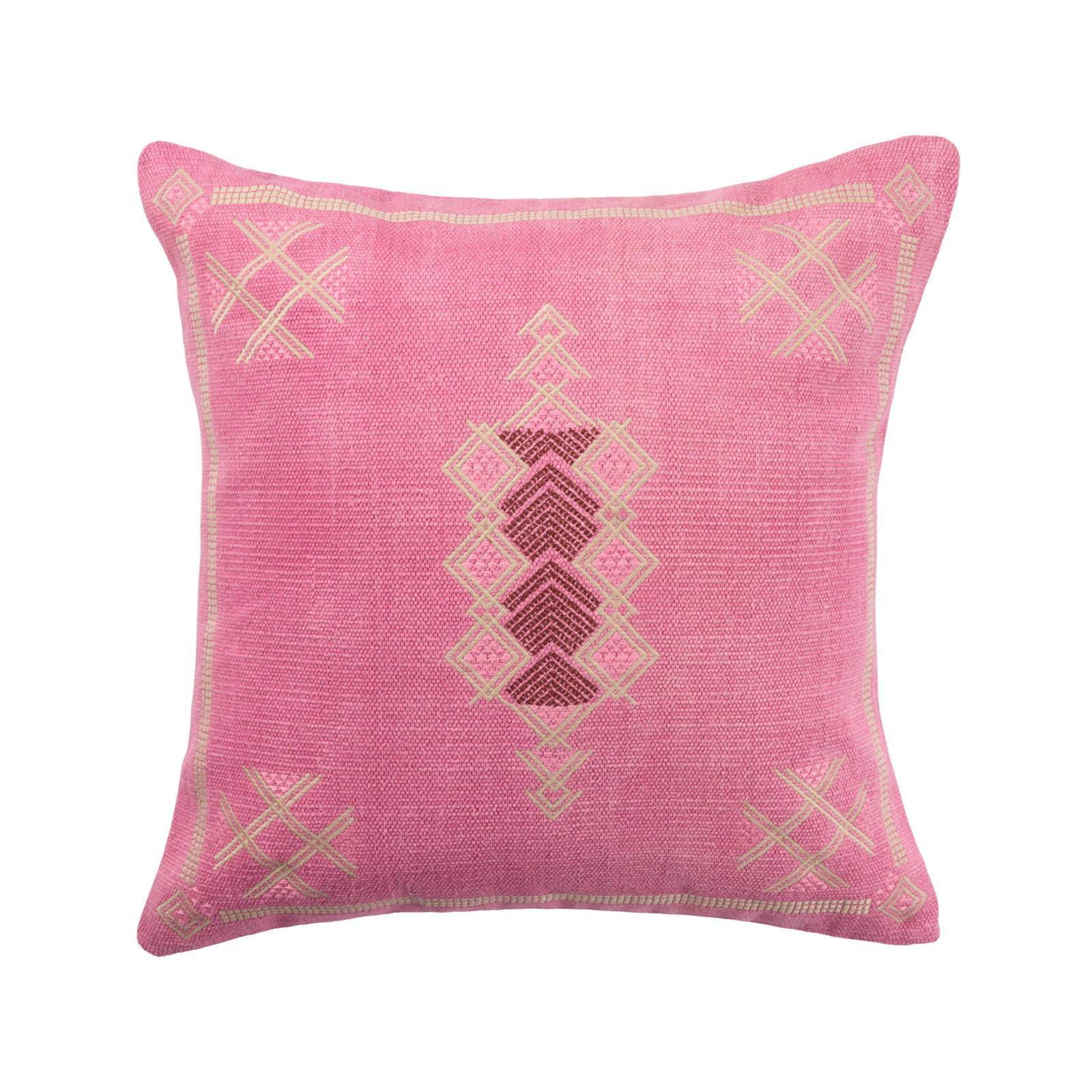 Mikes 100% Wool Throw Square Pillow, Pink/Tan, No Fill