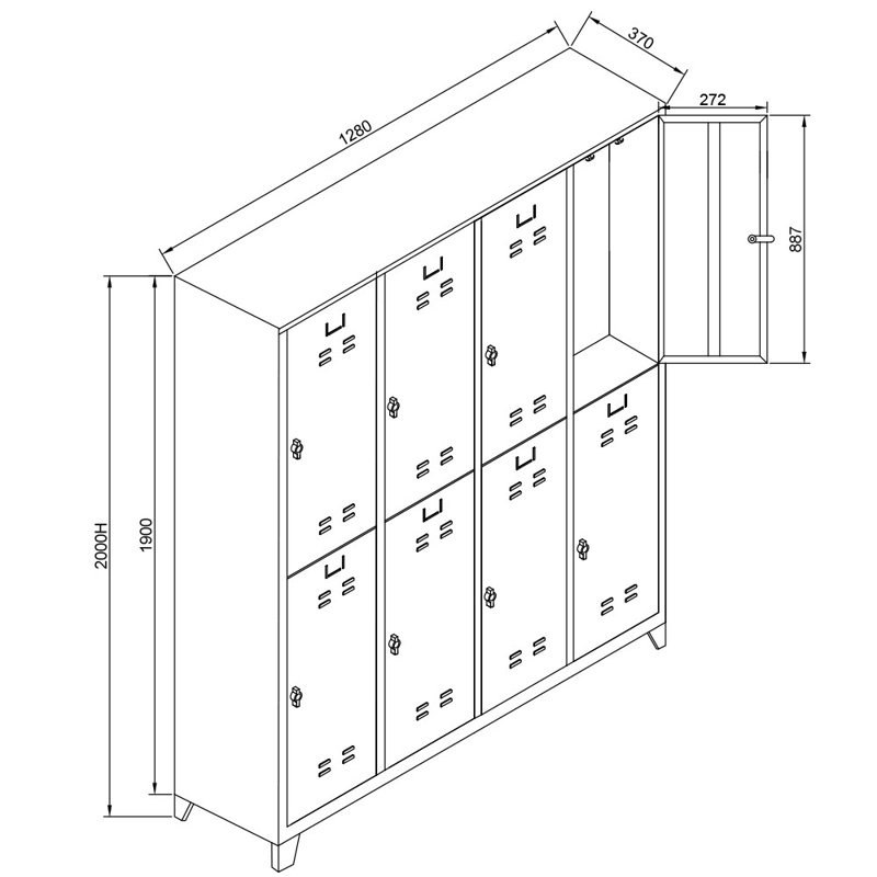 Armoire de rangement Locker, H 78,7 po x l 50,4 po x P 14,6 po, Rouge