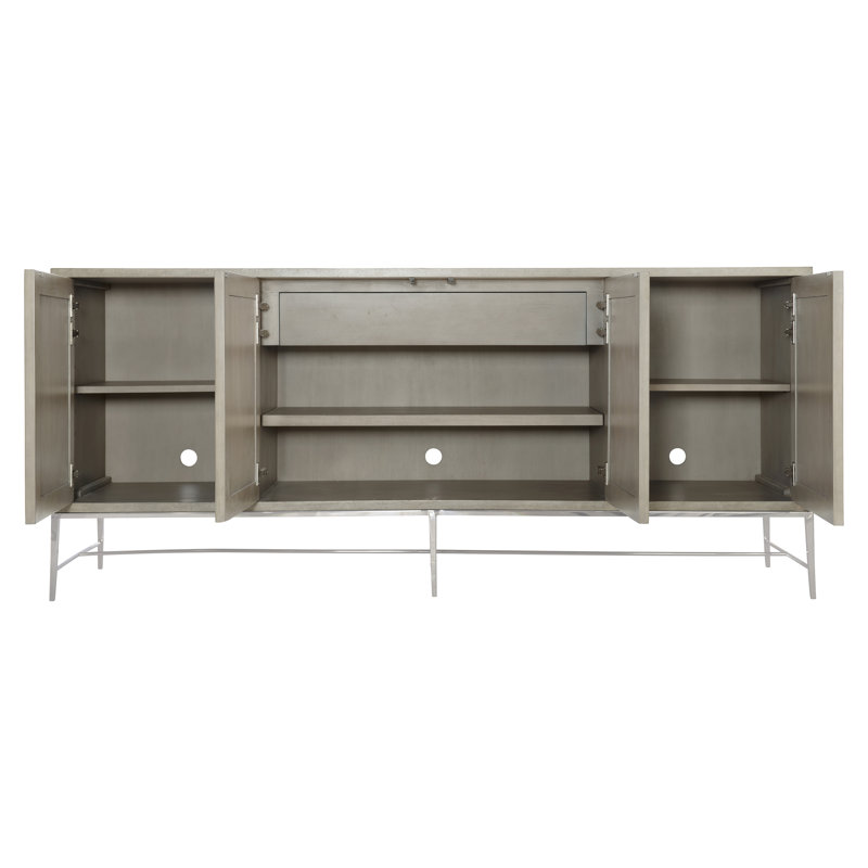 Cardenas 82'' Brown Makore Veneer Media Console with Cabinets