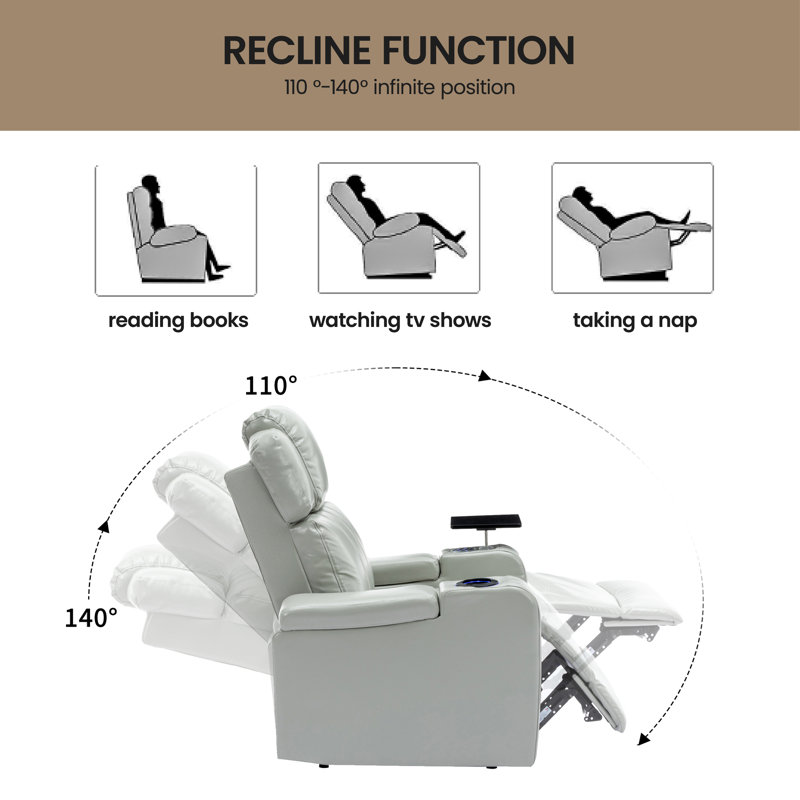 Fauteuil inclinable pivotant en cuir Khymir Vegan, Gris