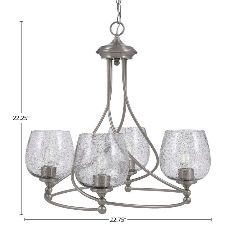 Lustre 4 lumières Sadea avec verre tourbillon onyx 6 "Sadea, Nickel brossé, Clair