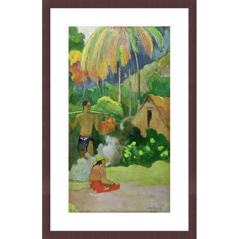 «Landscape in Tahiti (Mahana Maa)» par Paul Gauguin - Estampe numérique encadrée, H 29,5 po x l 19,06 po