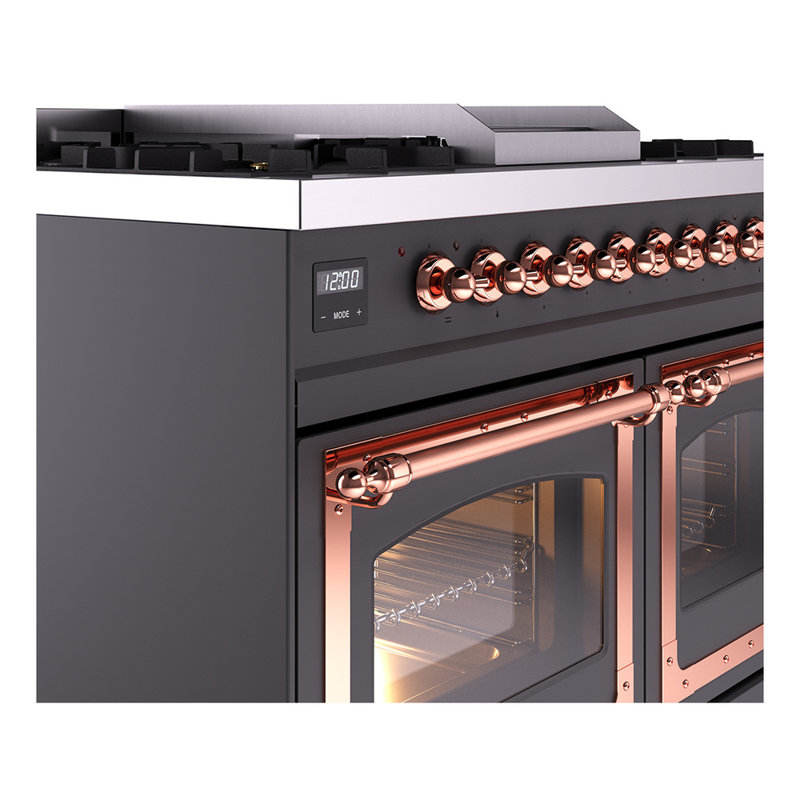 ILVE Nostalgie II Noblesse 40 in Dual Fuel Range, Graphite Matte/Copper, Natural Gas