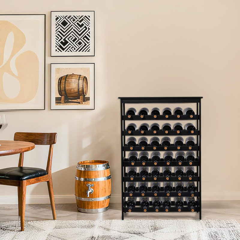 Étagère de rangement pour bouteilles de vin en bambou à 7 niveaux avec plateau de rangement pour 42 bouteilles