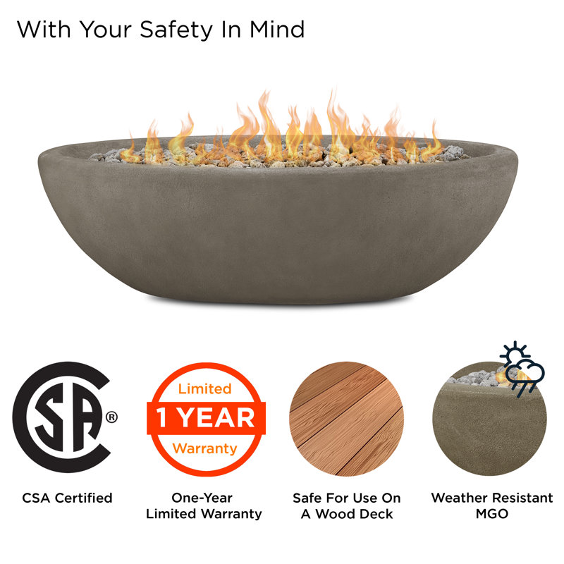 RIVERSIDE Oval Propane Fire Bowl by Real Flame, 17.25" H x 58" W x 32.25" D, Glacier Gray