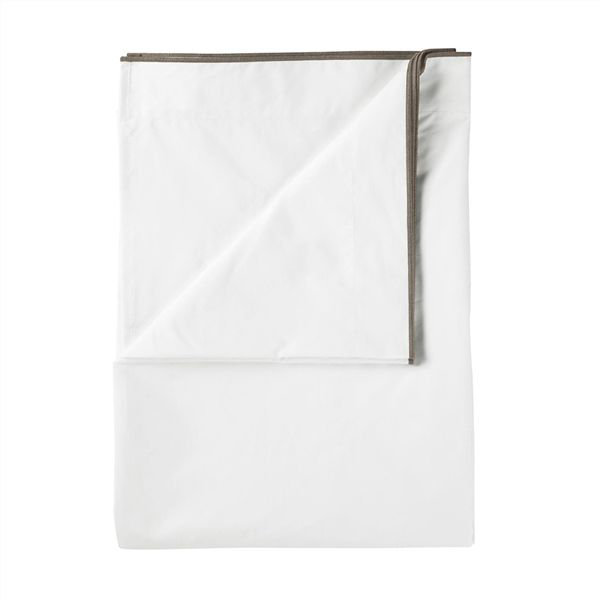 Astor Birch 400 Thread Count 100% Cotton Percale Flat Sheet, Queen, Indigo