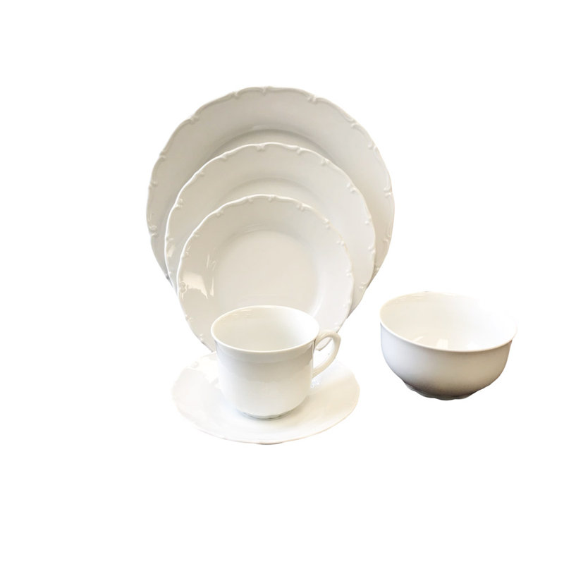 Couvert en porcelaine 6 pièces Snow Drop, service pour 1 personne