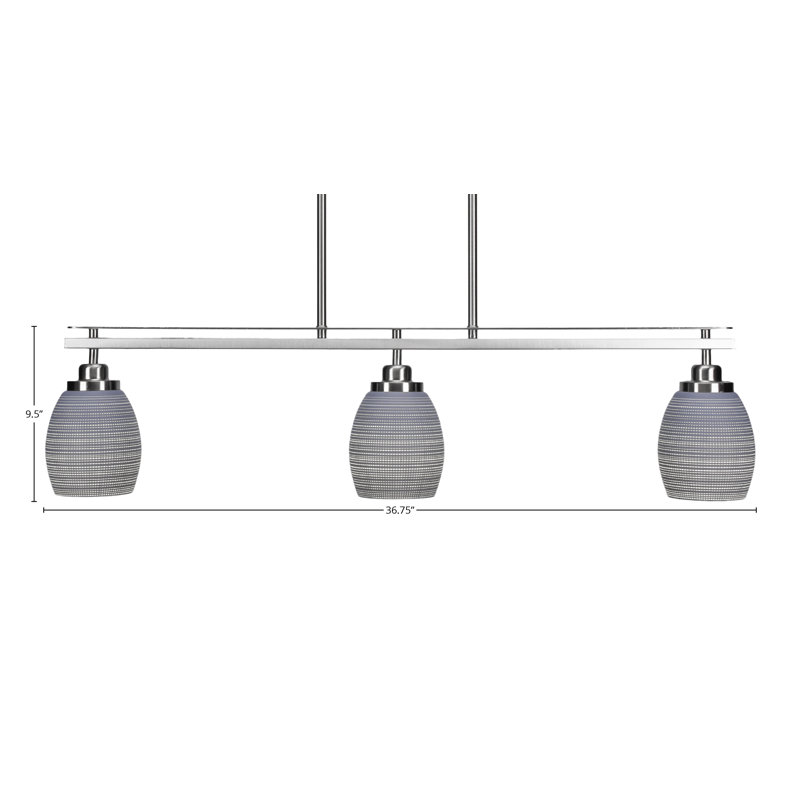 Luminaire pour îlot de cuisine 3 lumières Merha, Gris, Nickel brossé