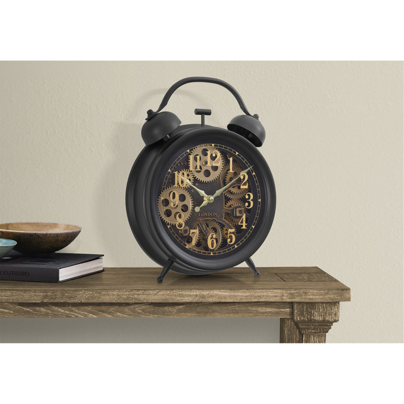 Clocks, Round, Gear Mechanism, Table Clock, Transitional, Brown
