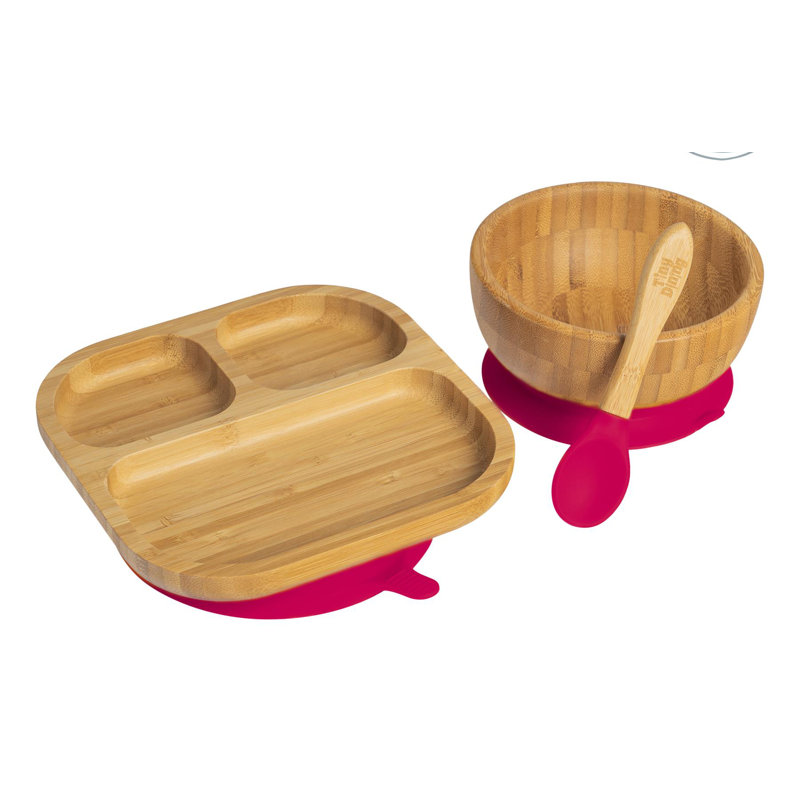 Tiny Dining - Children's Bamboo Suction Dinner, Red