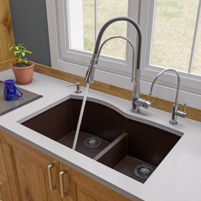 33'' L Double Bowl Granite Kitchen Sink