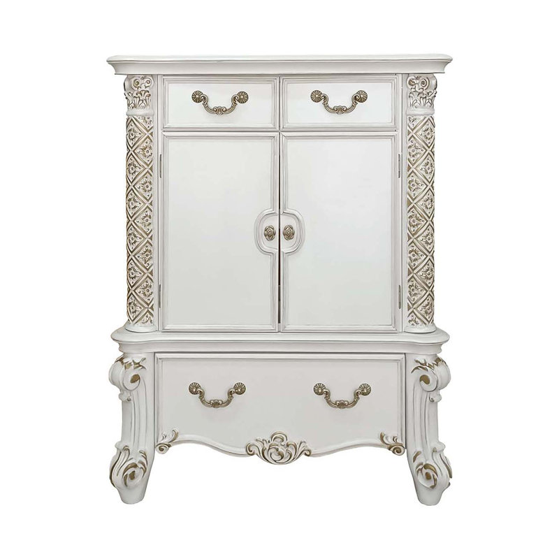Commode 3 tiroirs et 2 portes Vendome, finition patinée dorée, Patine dorée