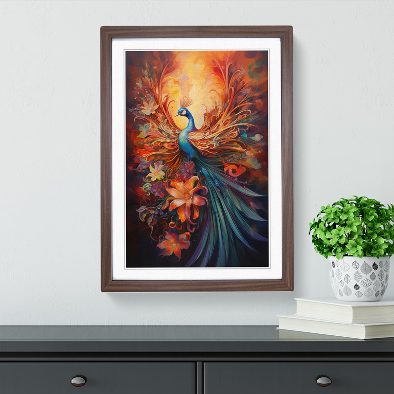 Bird of Paradise Expressionism - Framed Print, Walnut Framed, 34cm H x 25cm W x 2cm D