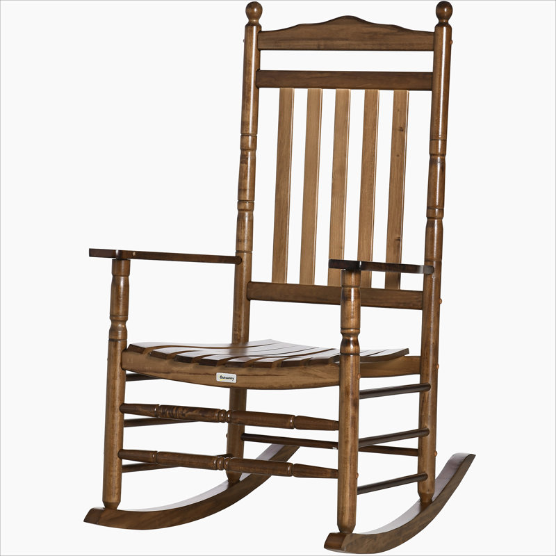 Chaise berçante en bois à haut dossier Traditional