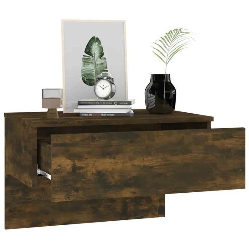 Jaiannah Wall-mounted Bedside Cabinet, Smoked Oak, Individual