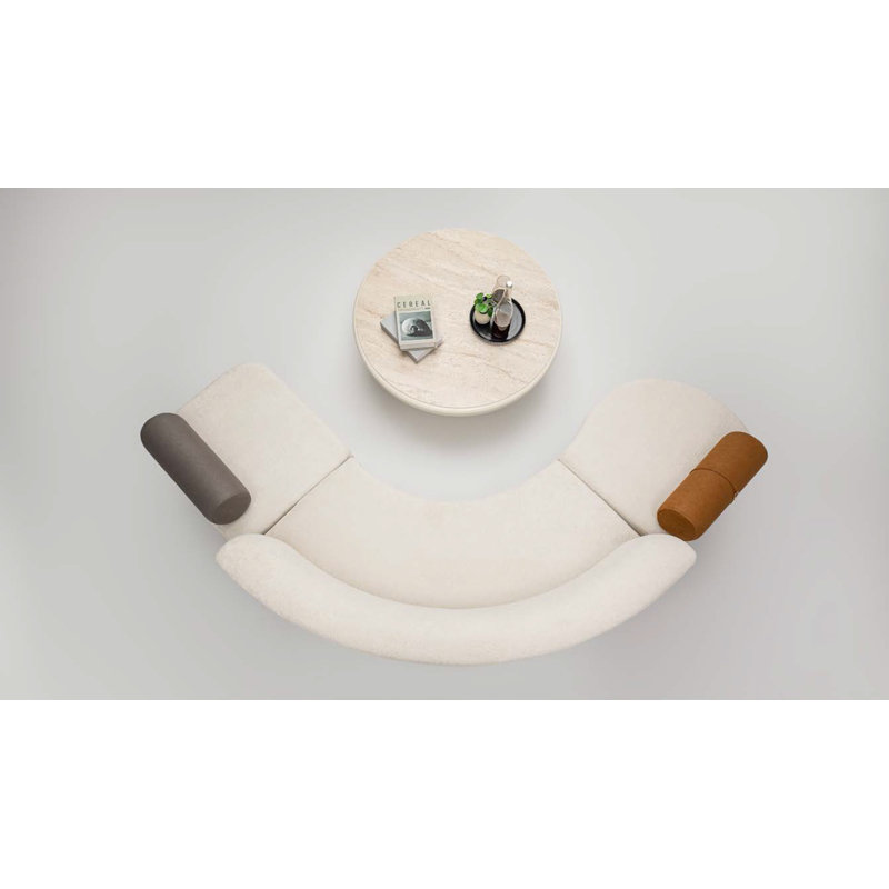 Perla Curved Sofa & Masa Travertine Table Set