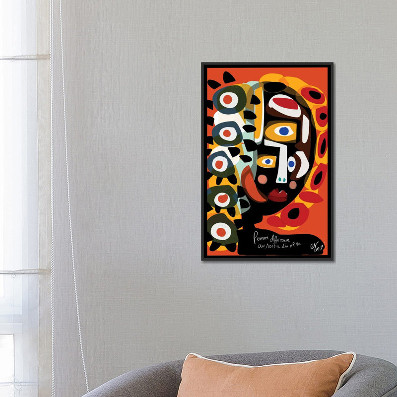 " African Woman Is Dreaming " by Emmanuel Signorino, 26" H x 18" W x 1.5" D, Black Framed Canvas