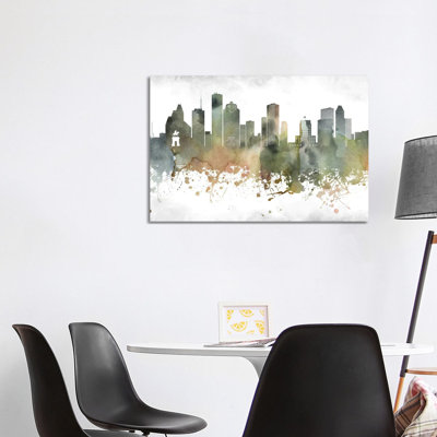 Houston Skyline 1 Piece Wrapped Canvas Wall Art