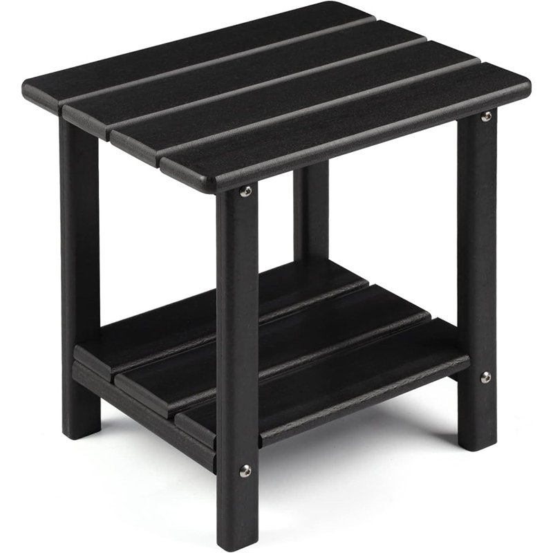 Table d'appoint extérieure à 2 niveaux, table de bout de patio robuste et résistante aux intempéries, table d'appoint solide de 16,5 pouces pour le patio, la piscine, le porche ou le balcon