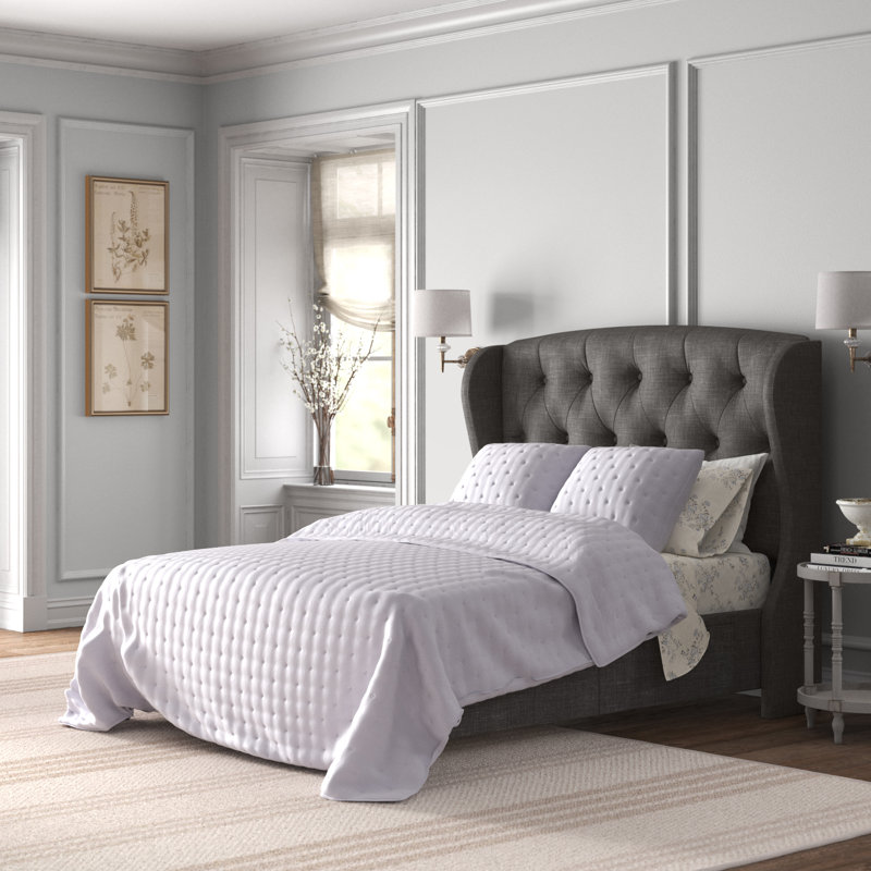 Lit plateforme tapissier Augurio, Grand, Gris, 4
