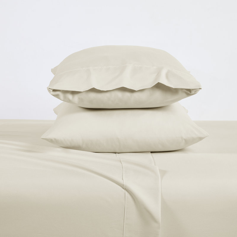 Cream Organic Cotton Bamboo Twin XL Percale Sheet Set