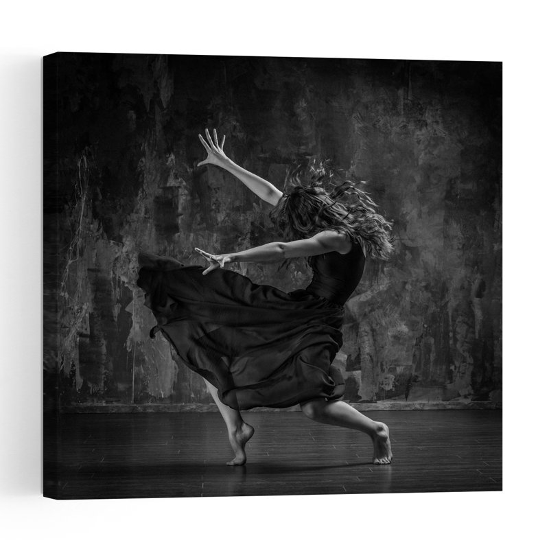 Affiche murale moderne et dramatique représentant une danse expressive et fluide, H 24 po x l 24 po
