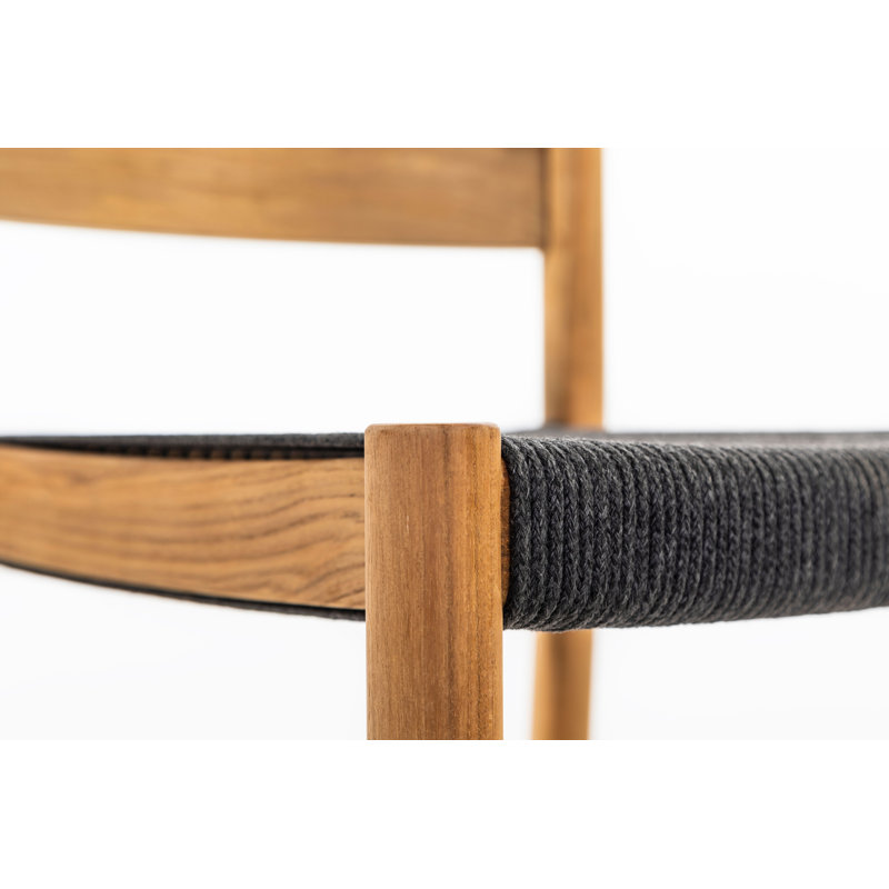 Copenhagen Teak Patio Bar Stool, Sooty, Counter Stool (25.69" Seat Height)