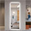 Miroir pleine grandeur avec corps de meuble-lavabo lumineux et miroir à DEL avec miroir mural de grande taille, coins arrondis, chambre à coucher, salon, vestiaire, hôtel