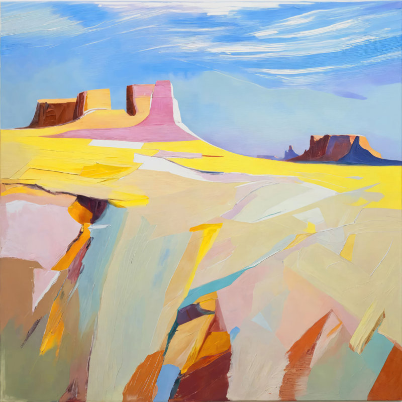 Buttes, estampe numérique sur toile tendue avec châssis, H 15 po x l 15 po