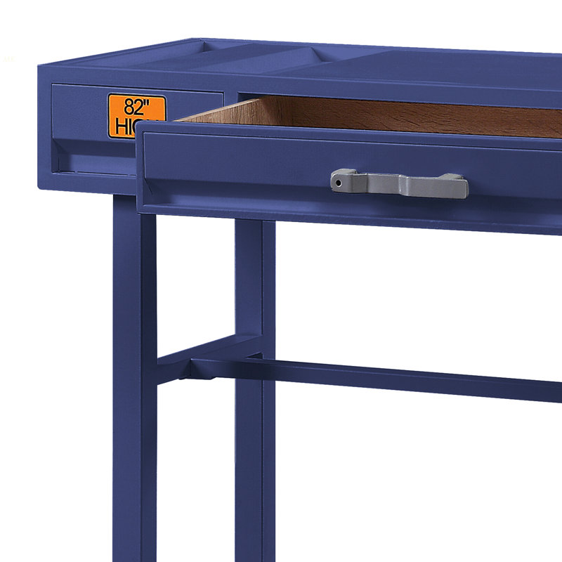 Bureau d'écriture bleu avec 1 tiroir, Bleu