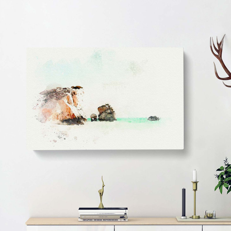 White Sand Beach In Cyprus In Abstract - Wrapped Canvas Print, 40cm H x 60cm W x 3cm D