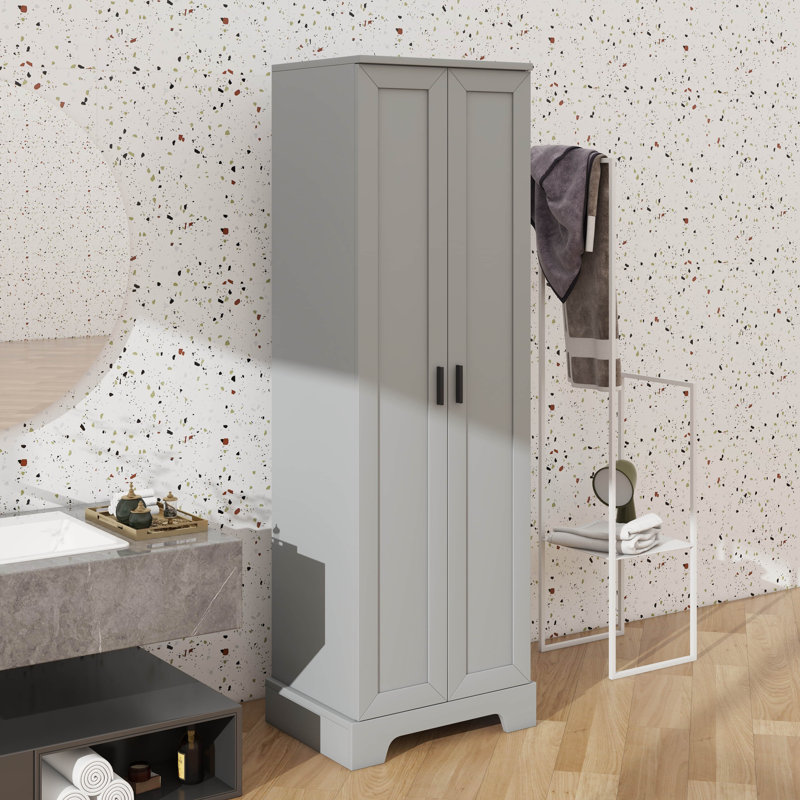 Grande armoire de rangement pour salle de bain, 2 portes et tablette réglable, solution de rangement pratique pour la salle de bain