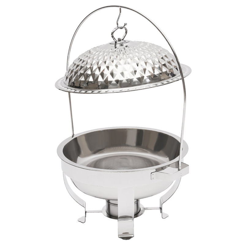 4.76Qt Round Stainless Steel Chafing Dish Warming Tray With Lid, Silver