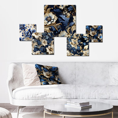 Erving - Ensemble de 5 décorations murales damassées