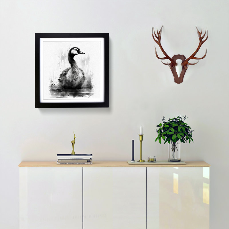Goose Ink Wash - Framed Print, Black