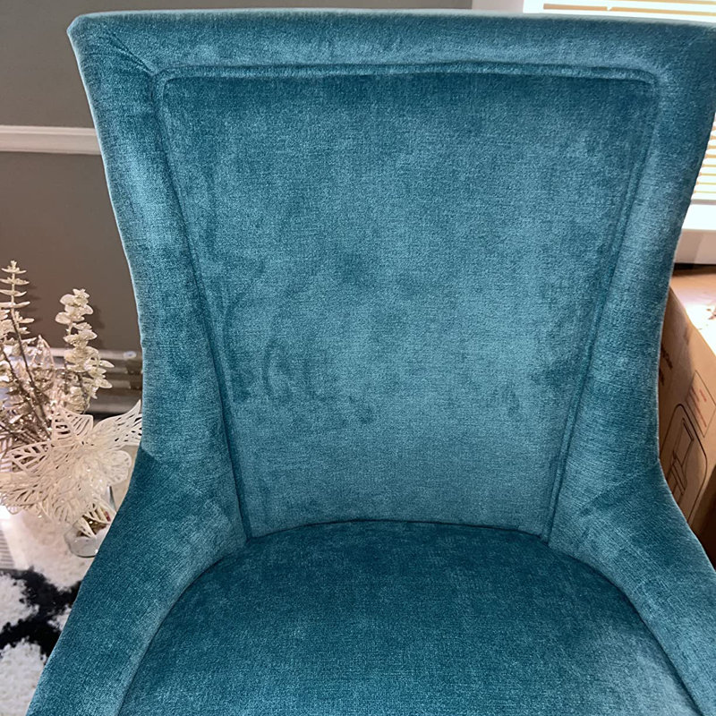 Thickened Fabric Upholstered Wooden Nailhead Dining Chairs (Set of 6), Blue