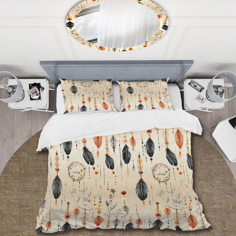 Ensemble de housse de couette Desert Dreamcatchers Boho Pattern, Housse de couette simple + 1 taie décorative stan