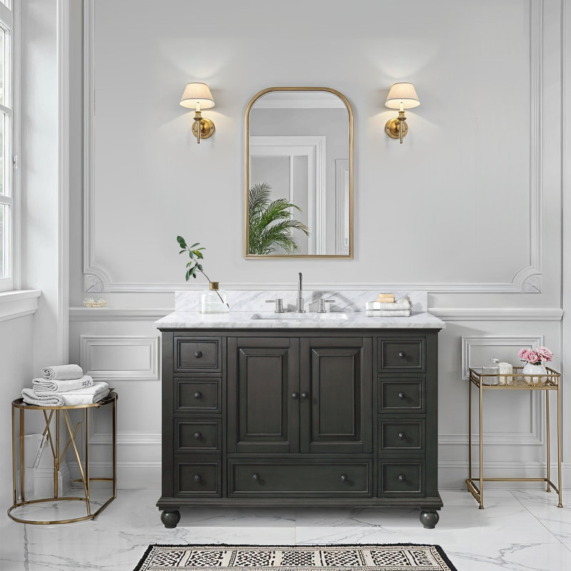 Sandborn 49'' Single Bathroom Vanity with Top, Charcoal Glaze, Carrara White