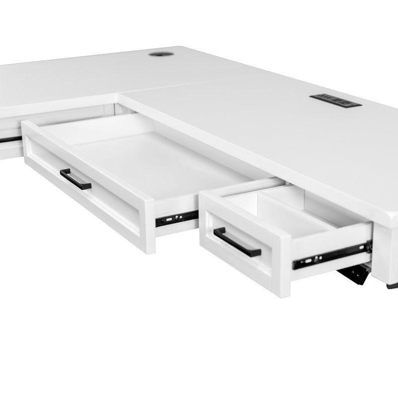 Bureau de direction en L à hauteur ajustable Markay avec prises intégrées
