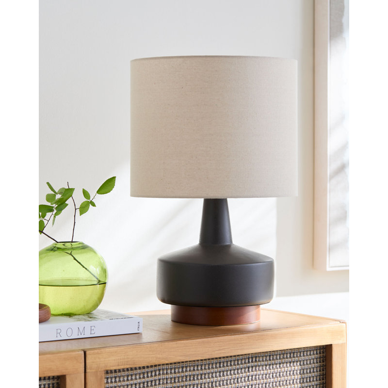 Ceramic Table Lamp, Beige, Gray
