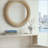 Large Round Woven Bamboo Mirror with Textured Frame