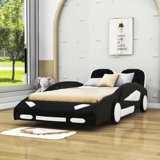 Aariona Twin Size, Race Car-Shaped Platform Bed with Slats