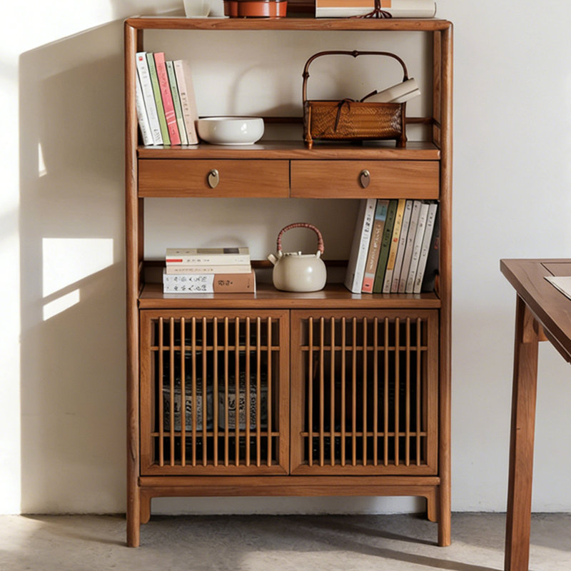 Retro Walnut Solid Wood Accent Cabinet