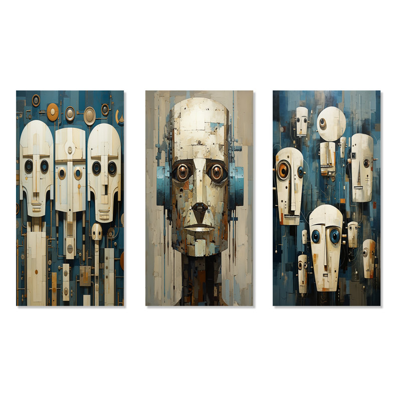 The Art Of Robotics - Robot Canvas Prints Set Of 3, 28" H x 36" W, Wrapped Canvas