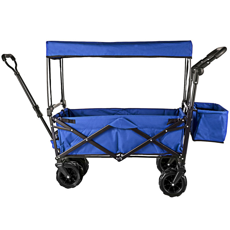 Extra Large Collapsible Garden Cart With Removable Canopy And Rear Storage